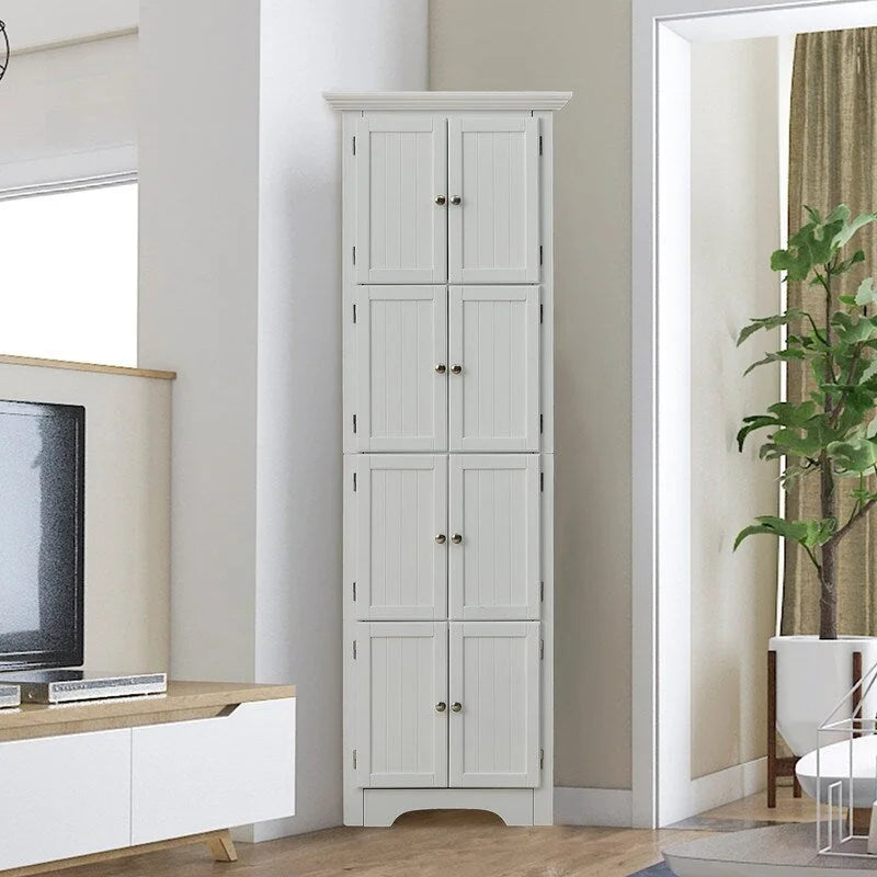 Tall Bathroom Storage Cabinet with Doors and 4 Shelves for Living Room, Kitchen, Bedroom