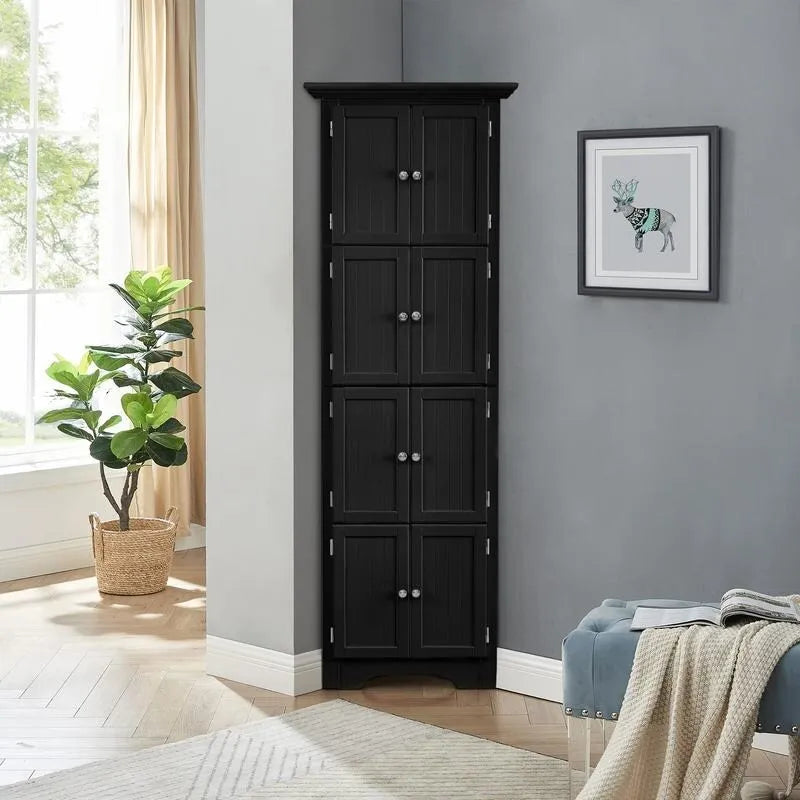 Tall Bathroom Storage Cabinet with Doors and 4 Shelves for Living Room, Kitchen, Bedroom
