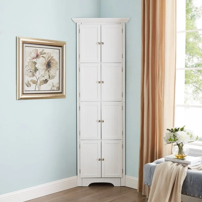 Tall Bathroom Storage Cabinet with Doors and 4 Shelves for Living Room, Kitchen, Bedroom