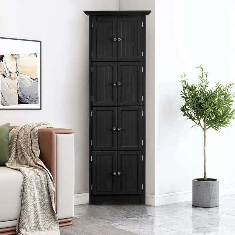 Tall Bathroom Storage Cabinet with Doors and 4 Shelves for Living Room, Kitchen, Bedroom