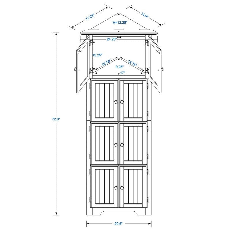 Tall Bathroom Storage Cabinet with Doors and 4 Shelves for Living Room, Kitchen, Bedroom