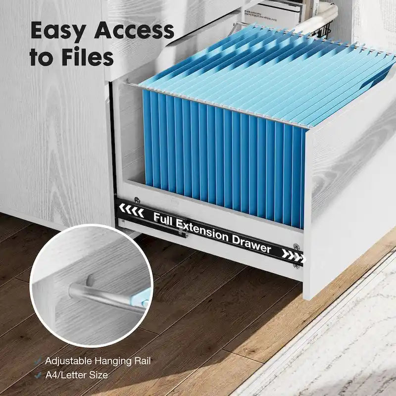 Mobile Lateral File Cabinet and Printer Stand with 3 Drawers and 2 Open Shelves