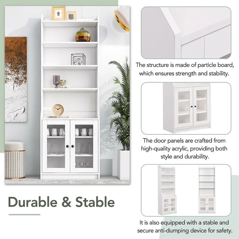 Tall Cabinet with Adjustable Shelves for Living Room