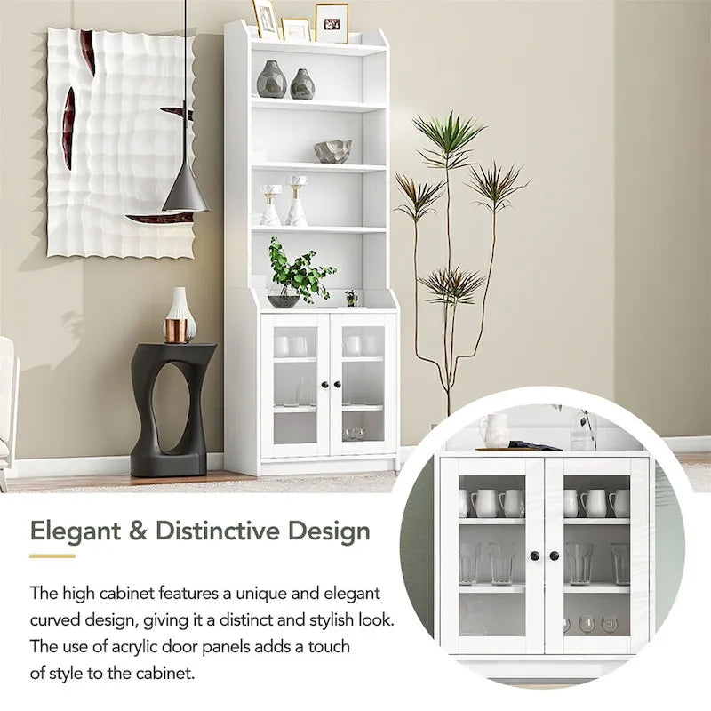 Tall Cabinet with Adjustable Shelves for Living Room