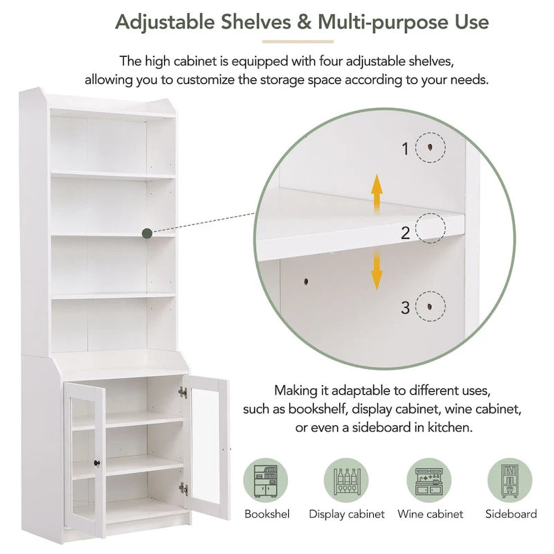 Tall Cabinet with Adjustable Shelves for Living Room
