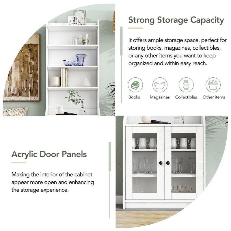 Tall Cabinet with Adjustable Shelves for Living Room