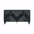 4-Door Cabinet with Geometric Pattern, Adjustable Shelves and Round Handles