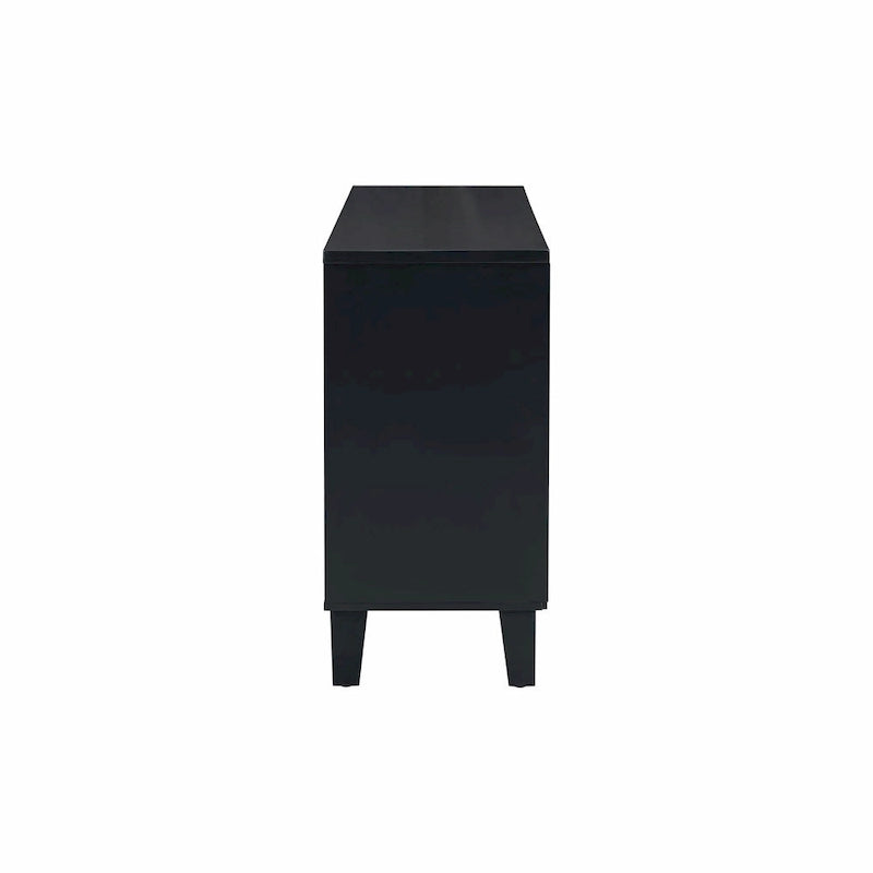 4-Door Cabinet with Geometric Pattern, Adjustable Shelves and Round Handles