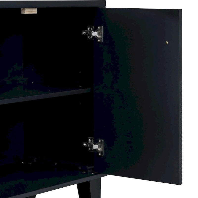4-Door Cabinet with Geometric Pattern, Adjustable Shelves and Round Handles