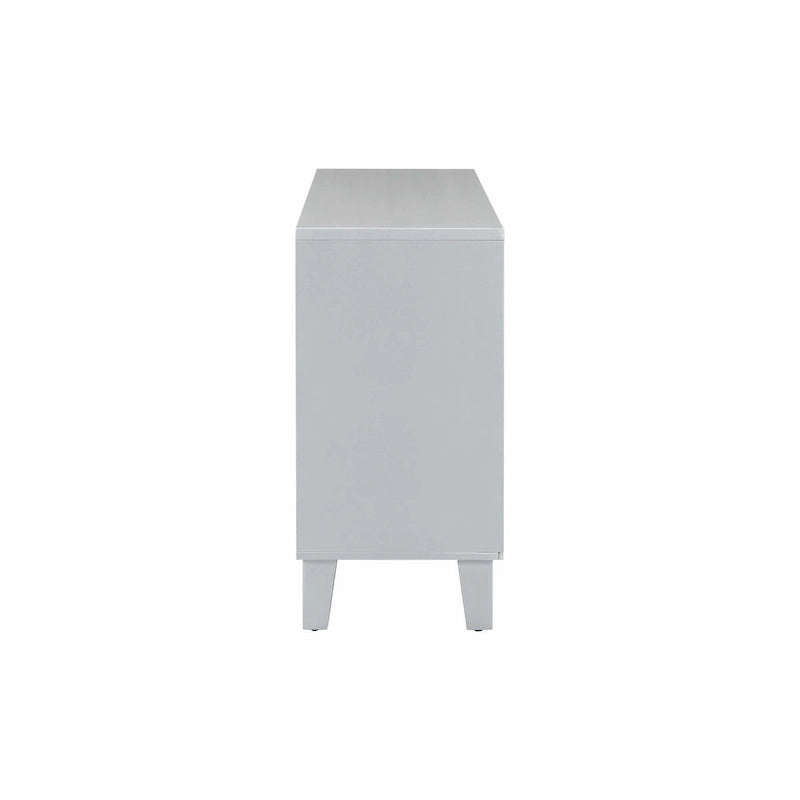 4-Door Cabinet with Geometric Pattern, Adjustable Shelves and Round Handles