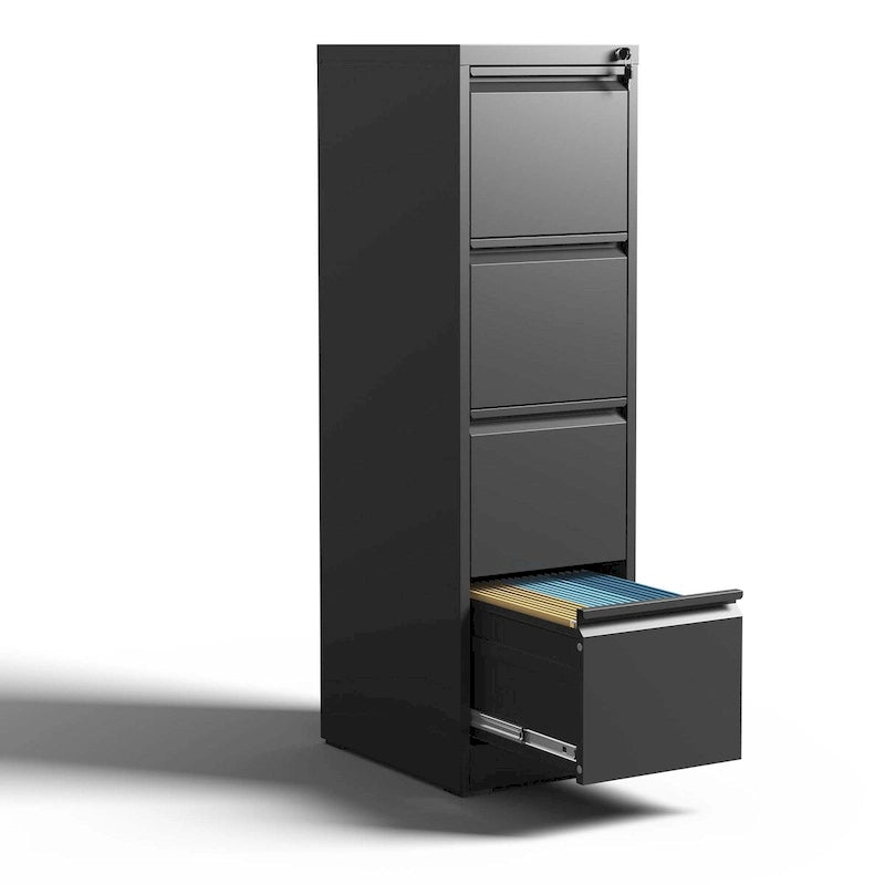 4-Drawers 14.96 W Metal Vertical File Cabinet with Lock Office Home Vertical File Cabinet for A4  Size