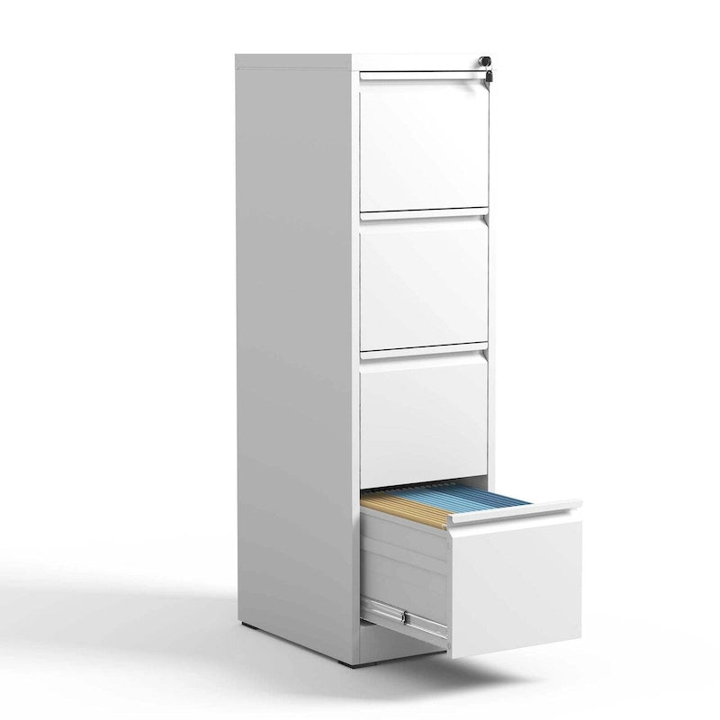 4-Drawers 14.96 W Metal Vertical File Cabinet with Lock Office Home Vertical File Cabinet for A4  Size