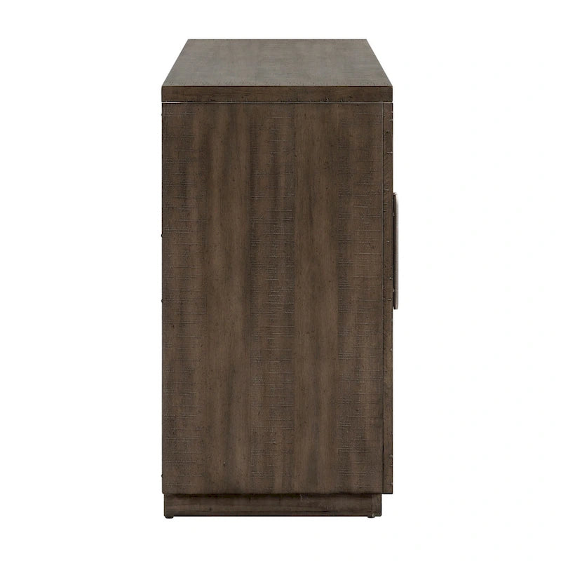 60 Inch Sideboard Buffet Server, 3 Cabinets, Adjustable Shelves, Brown