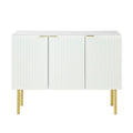 47-Inch Black Sideboard with Gold Legs, Pinstripe Doors and Adjustable Shelves
