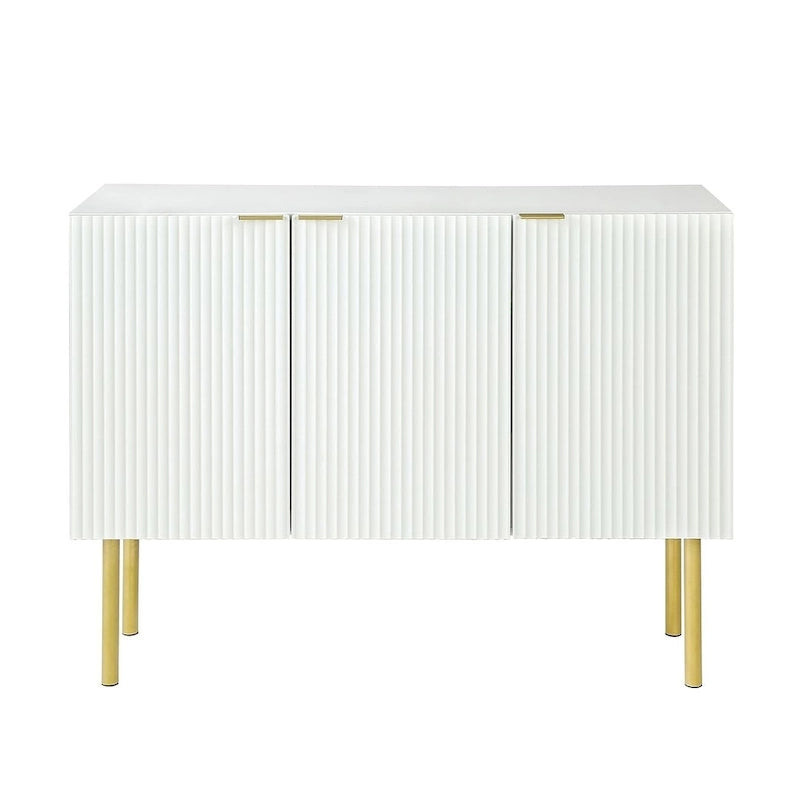 47-Inch Black Sideboard with Gold Legs, Pinstripe Doors and Adjustable Shelves