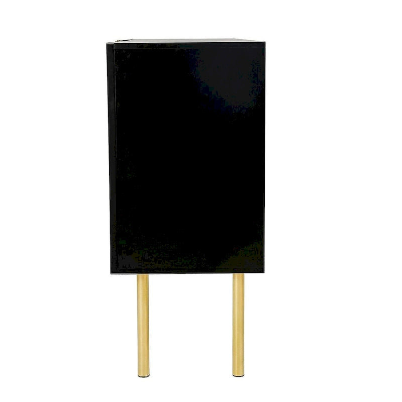 47-Inch Black Sideboard with Gold Legs, Pinstripe Doors and Adjustable Shelves