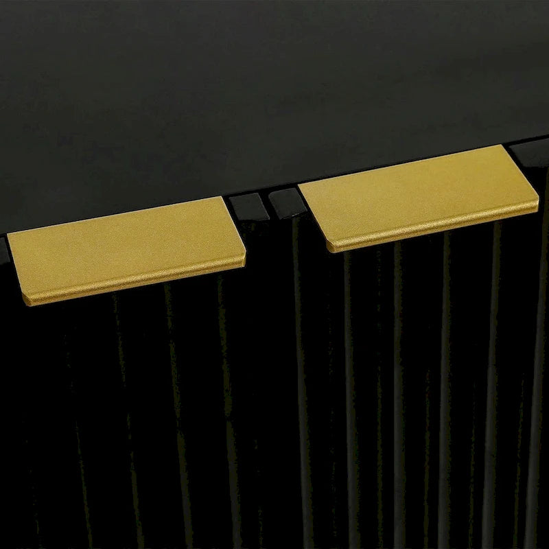 47-Inch Black Sideboard with Gold Legs, Pinstripe Doors and Adjustable Shelves