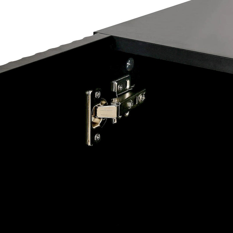 47-Inch Black Sideboard with Gold Legs, Pinstripe Doors and Adjustable Shelves