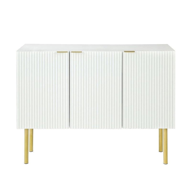47-Inch Black Sideboard with Gold Legs, Pinstripe Doors and Adjustable Shelves