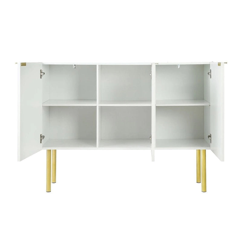 47-Inch Black Sideboard with Gold Legs, Pinstripe Doors and Adjustable Shelves