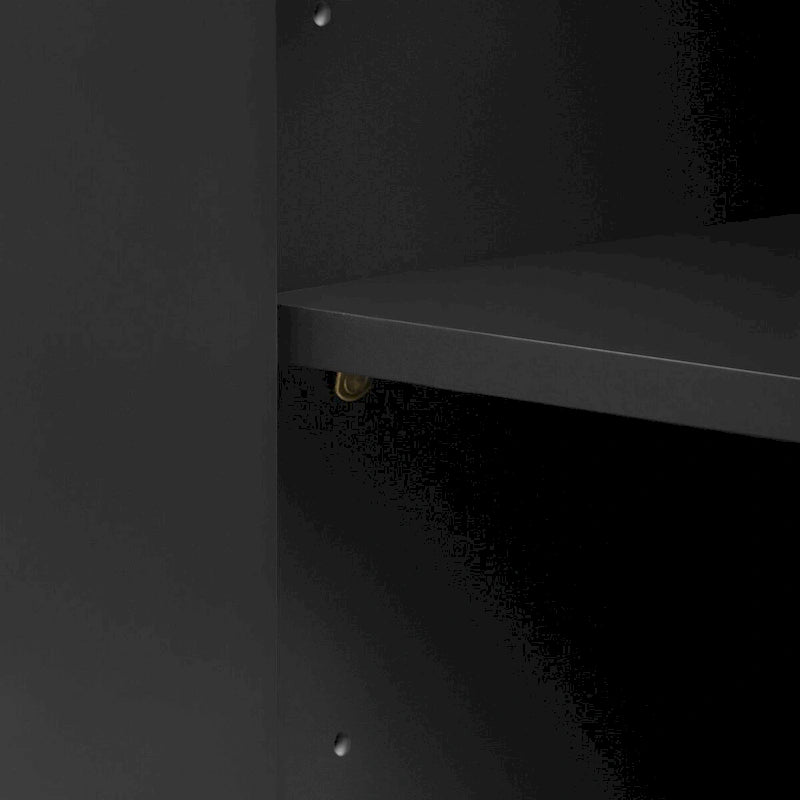 4-Door Curved Corner Cabinet with Wavy Door Panels and Adjustable Shelves