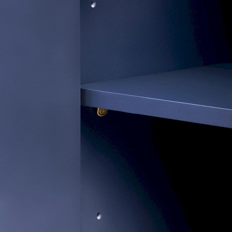 4-Door Curved Corner Cabinet with Wavy Door Panels and Adjustable Shelves