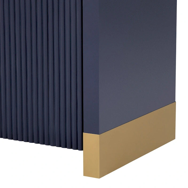 4-Door Curved Corner Cabinet with Wavy Door Panels and Adjustable Shelves