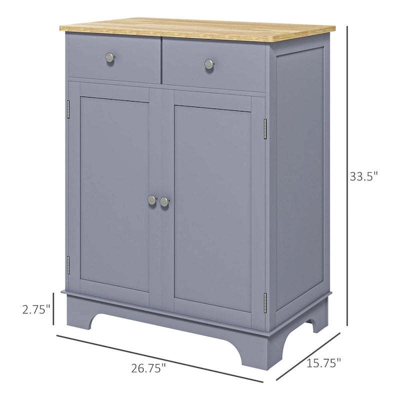 Double Door Kitchen Sideboard Buffet Cabinet with 2 Drawers and Adjustable Shelf