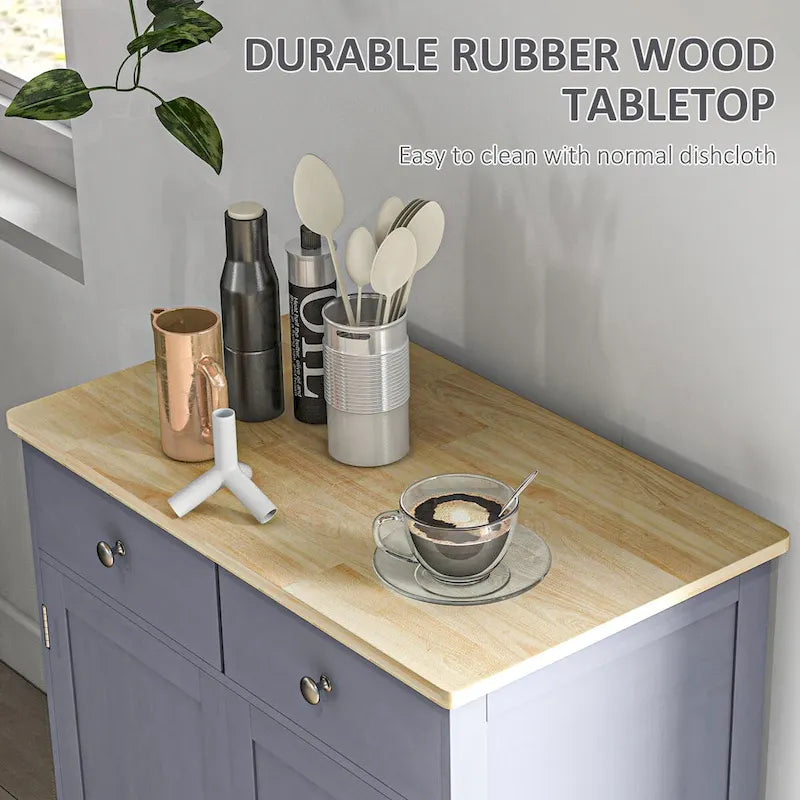 Double Door Kitchen Sideboard Buffet Cabinet with 2 Drawers and Adjustable Shelf