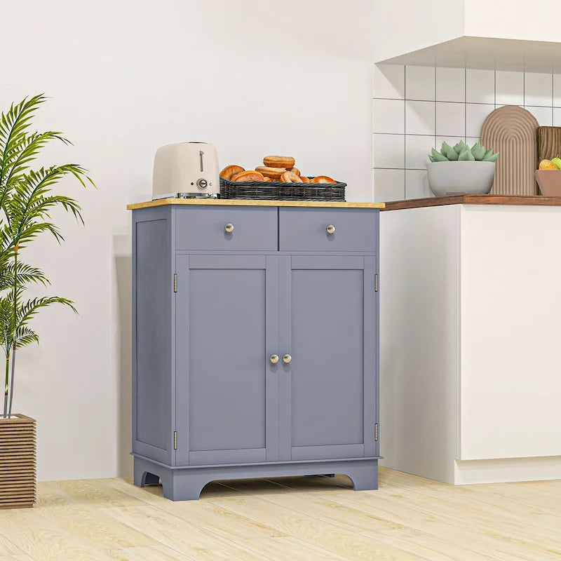 Double Door Kitchen Sideboard Buffet Cabinet with 2 Drawers and Adjustable Shelf