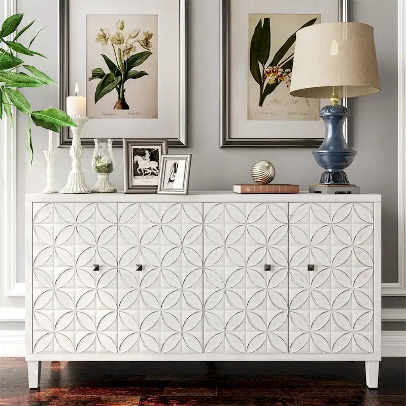Accent Cabinet 4 Door Wooden Cabinet Sideboard Buffet Server Cabinet