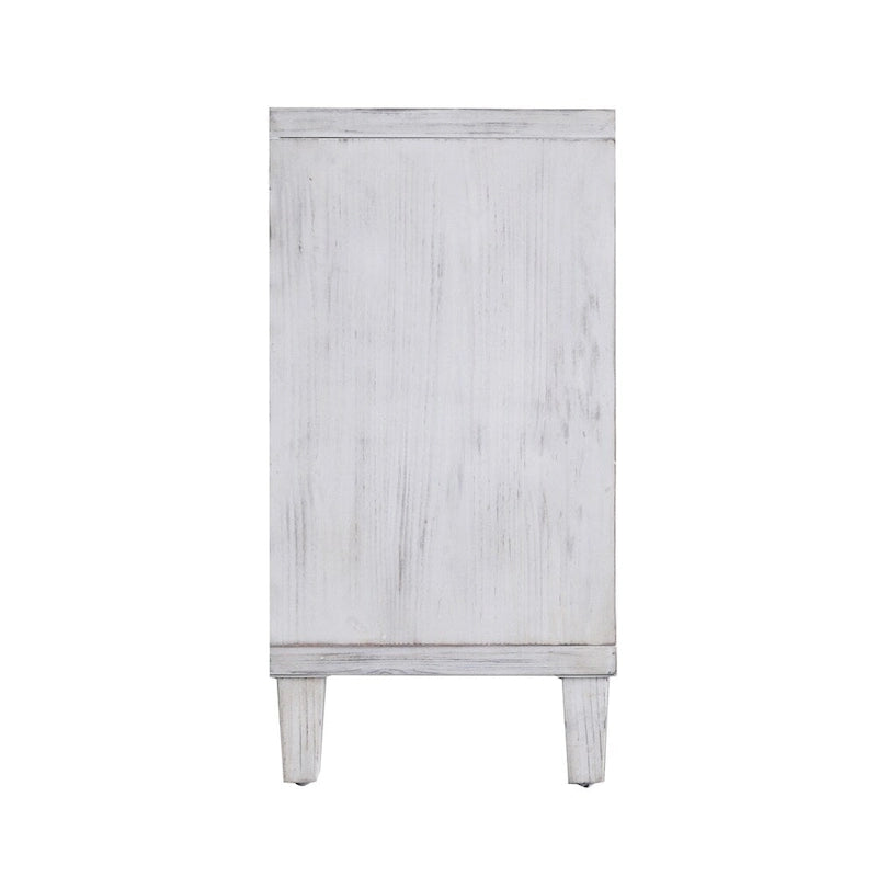 4-Door Accent Sideboard Buffet Cabinet with White Wash Finish and Adjustable Shelves