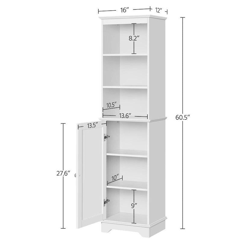 Wooden Bathroom Floor Cabinet with Single Door and Shelves