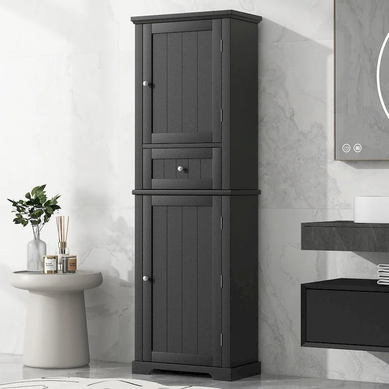Tall Bathroom Storage Cabinet with Drawer, Adjustable Shelf and Anti-Toppling Device