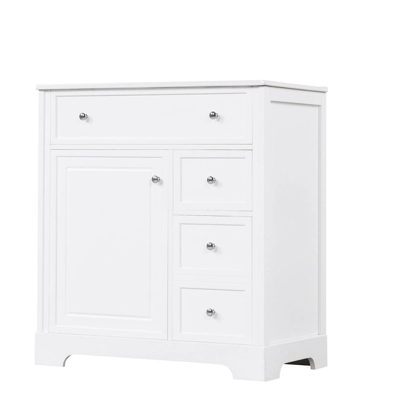 Bathroom Vanity Cabinet with Ceramic Sink Top, 1 Door and 2 Drawers, Painted Finish
