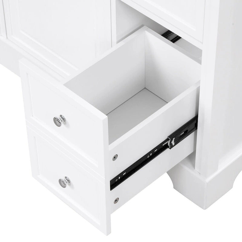 Bathroom Vanity Cabinet with Ceramic Sink Top, 1 Door and 2 Drawers, Painted Finish