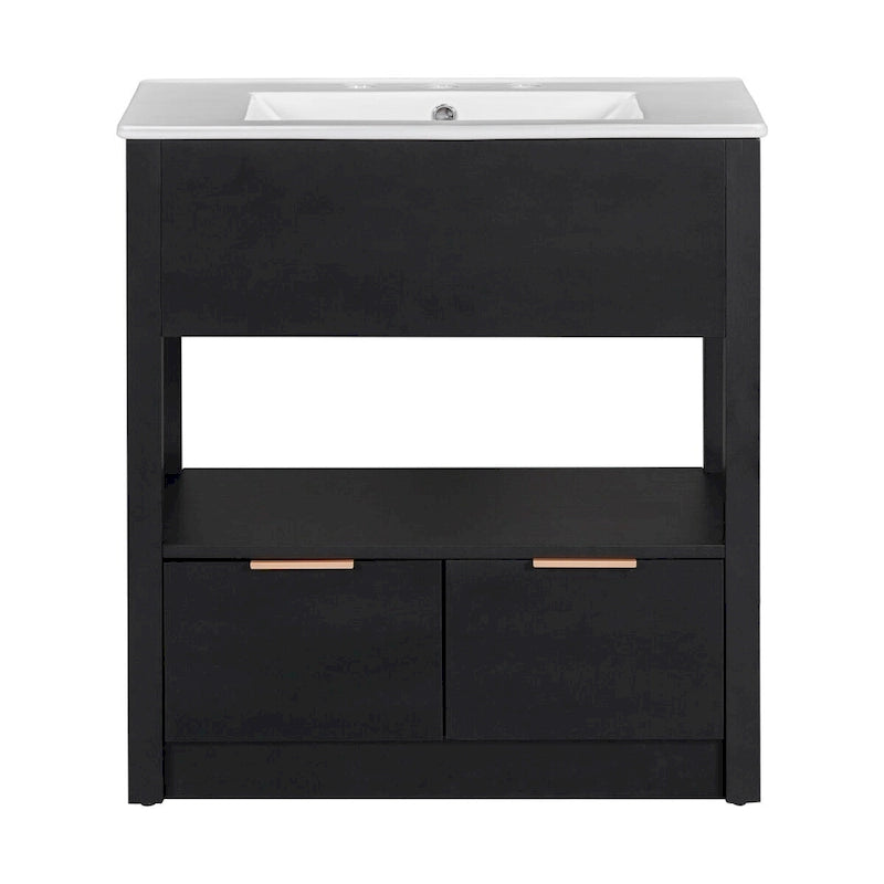 Bathroom Cabinet with Open Storage Shelf and Two Drawers