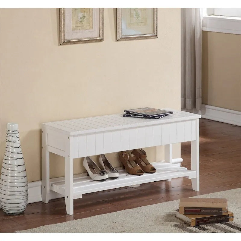Quality Solid Wood Shoe Bench with Storage for Living Room
