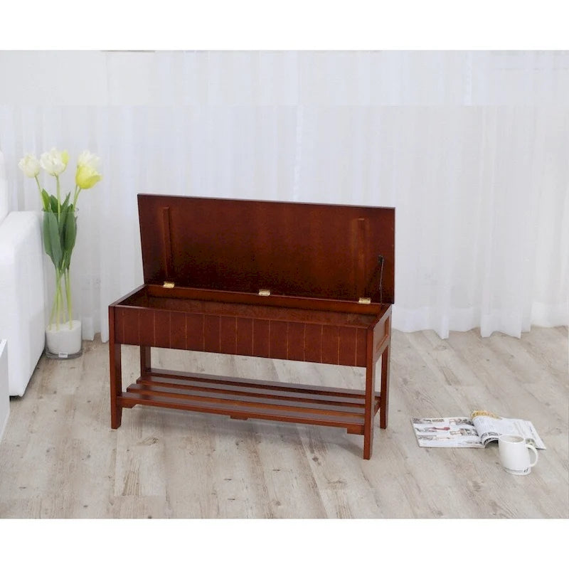 Quality Solid Wood Shoe Bench with Storage for Living Room