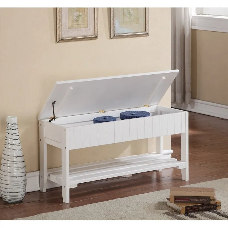 Quality Solid Wood Shoe Bench with Storage for Living Room