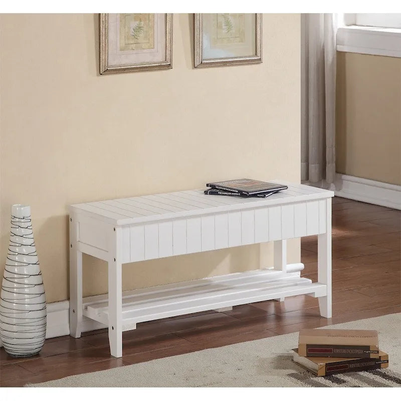 Quality Solid Wood Shoe Bench with Storage for Living Room